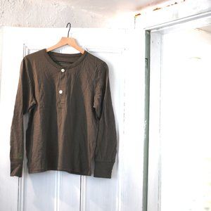 Everlane ReCotton Henley Olive Drab Green